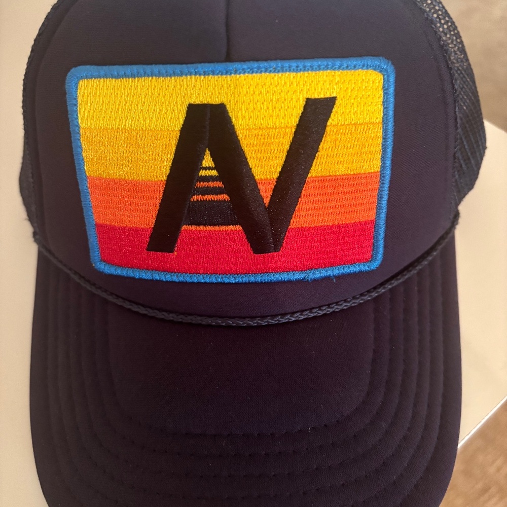 Aviator Nation Navy Trucker Hat with Rainbow Patch